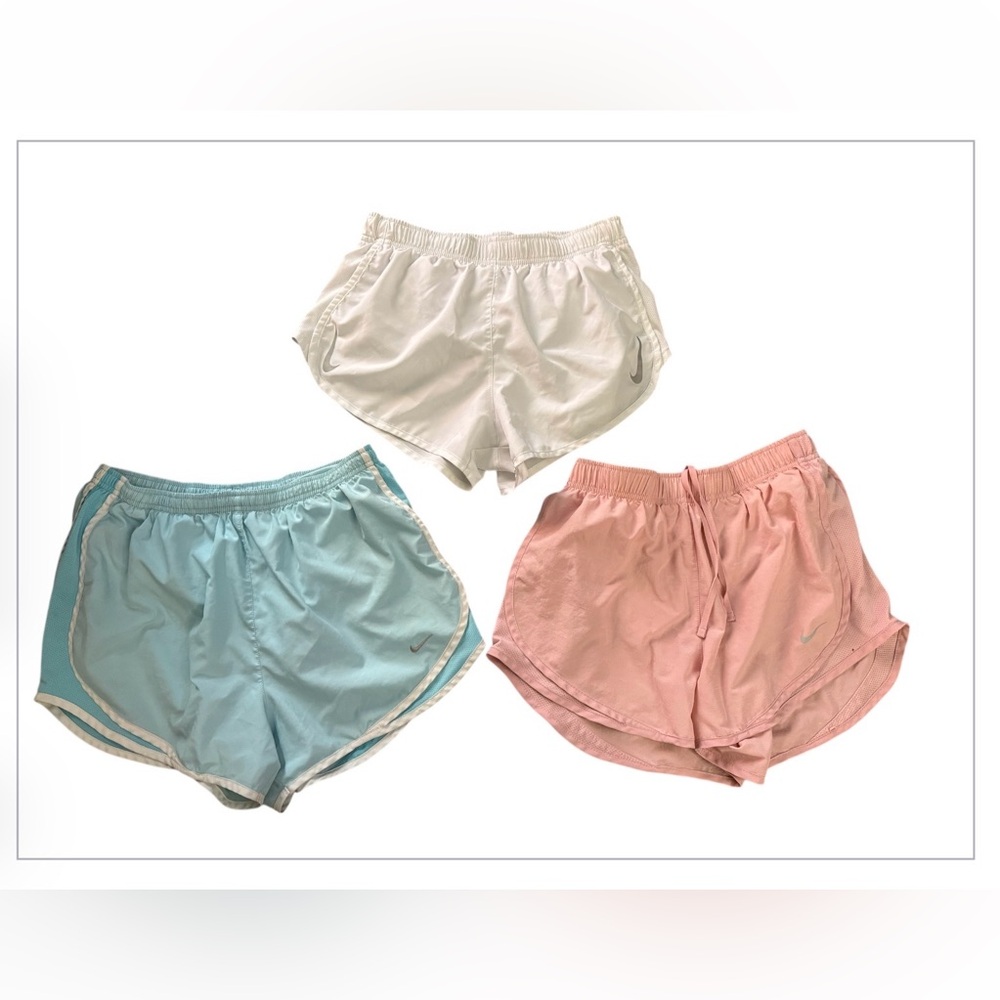 Nike Women's Athletic Shorts LOT OF 3 Size Medium - White, Pink, Light Blue